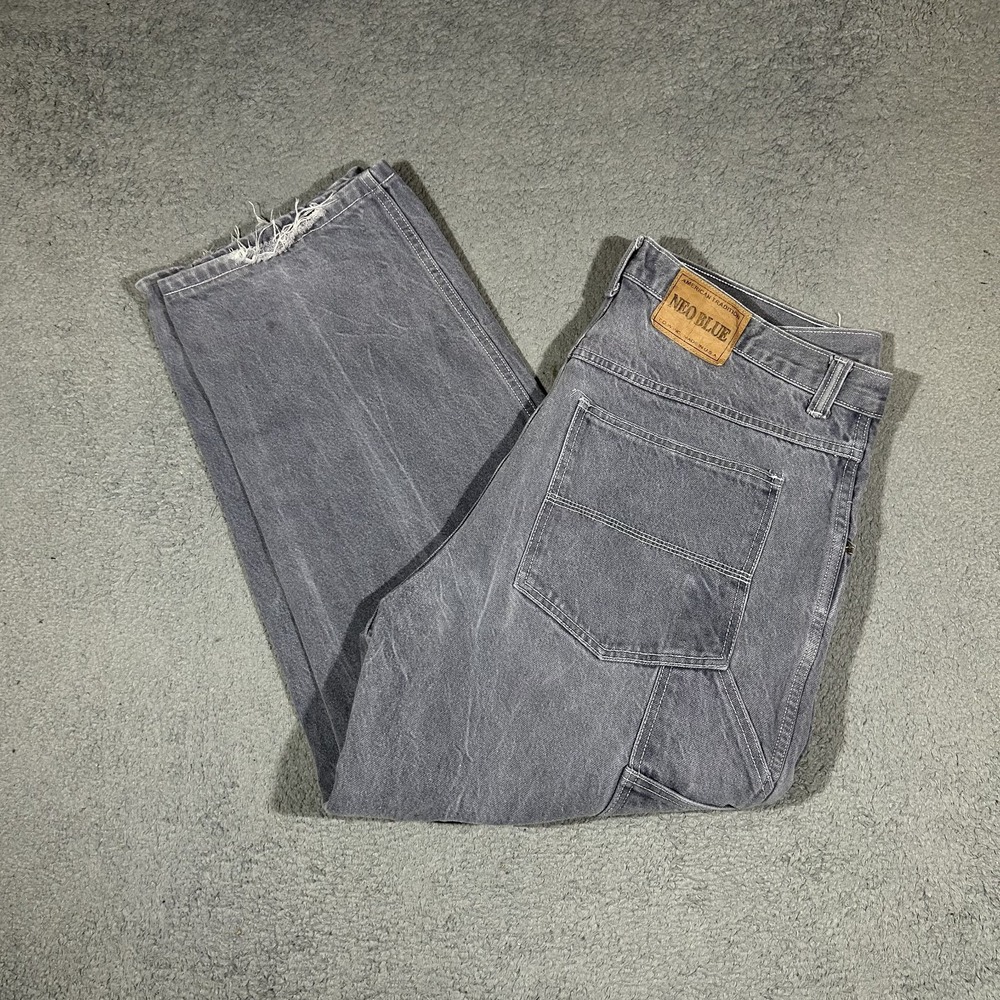 Y2k Neo Blue Baggy Light Gray Carpenter Jeans Men's SIze 40 USA #3503